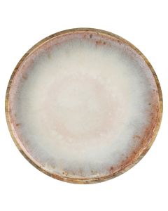 Cravings By Chrissy Teigen 15.9 Inch Round Enameled Mango Wood Platter in Blush