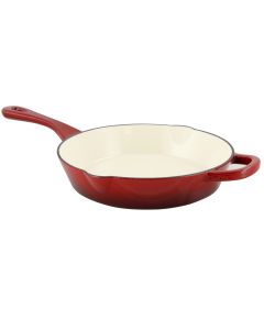 Crock Pot Artisan 10 in. Round Enameled Cast Iron Skillet in Scarlet Red