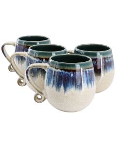 Meritage Lexington 4 Piece 20 Ounce Stoneware Two Tone Mug Set in Blue Multi