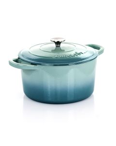 Crock-Pot Artisan 2 Piece 7 Quarts Enamled Cast Iron Dutch Oven in Aqua Blue