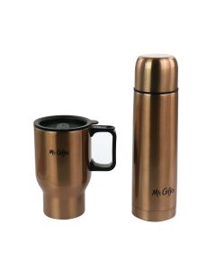 Mr. Coffee 2 Piece Thermal Bottle and Travel Mug in Copper