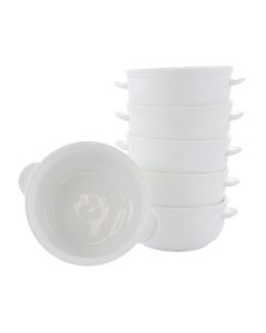 Our Table Simply White 6 Piece 5.5 Inch Porcelain Double Handle Bistro Bowl Set