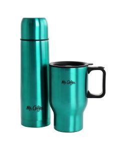 Mr. Coffee Javelin 2 Piece Thermal Bottle and Travel Mug Set in Emerald Green