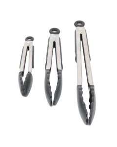 Oster Baldwyn 3 Piece Stainless Steel Kitchen Tongs Set in Black