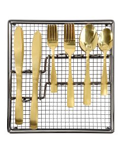 Gibson Home Abbeville 41 Piece Stainless Steel Flatware Set in Gold with Wire Caddy