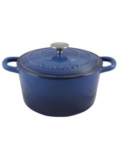 Crock Pot Artisan 5 Quart Round Enameled Cast Iron Dutch Oven in Sapphire Blue