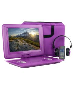 beFree Sound 14.1 Inch Portable DVD Player with Swivel TFT-LCD Screen and USB,SD,AV Inputs- Purple