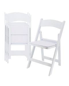 Elama 4 Piece Plastic Folding Resin Chair in White with Removable Seat Pad