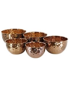 MegaChef Hammered Bubble Texture 5 Piece Stainless Steel Serving Bowl Set in Copper
