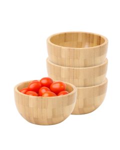MegaChef 4 Piece 4.75 Inch Bamboo Wood Salad Bowl Set
