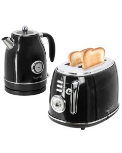MegaChef 1.8 Quart Electric Tea Kettle and 2 Slice Toaster Combo in Black