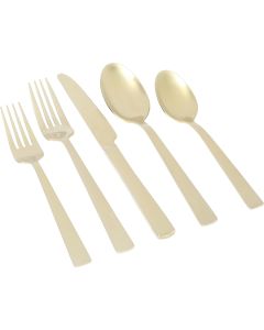 Gibson Elite Earlston 20 Piece Stainless Steel Flatware Set in Champagne Gold