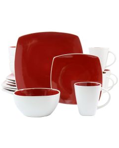 Gibson Elite Soho Lounge 16 Piece Stoneware Dinnerware Set in Red