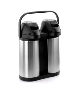 MegaChef Dual 2 Quart Stainless Steel Airpot, Hot Water Dispenser for Coffee and Tea
